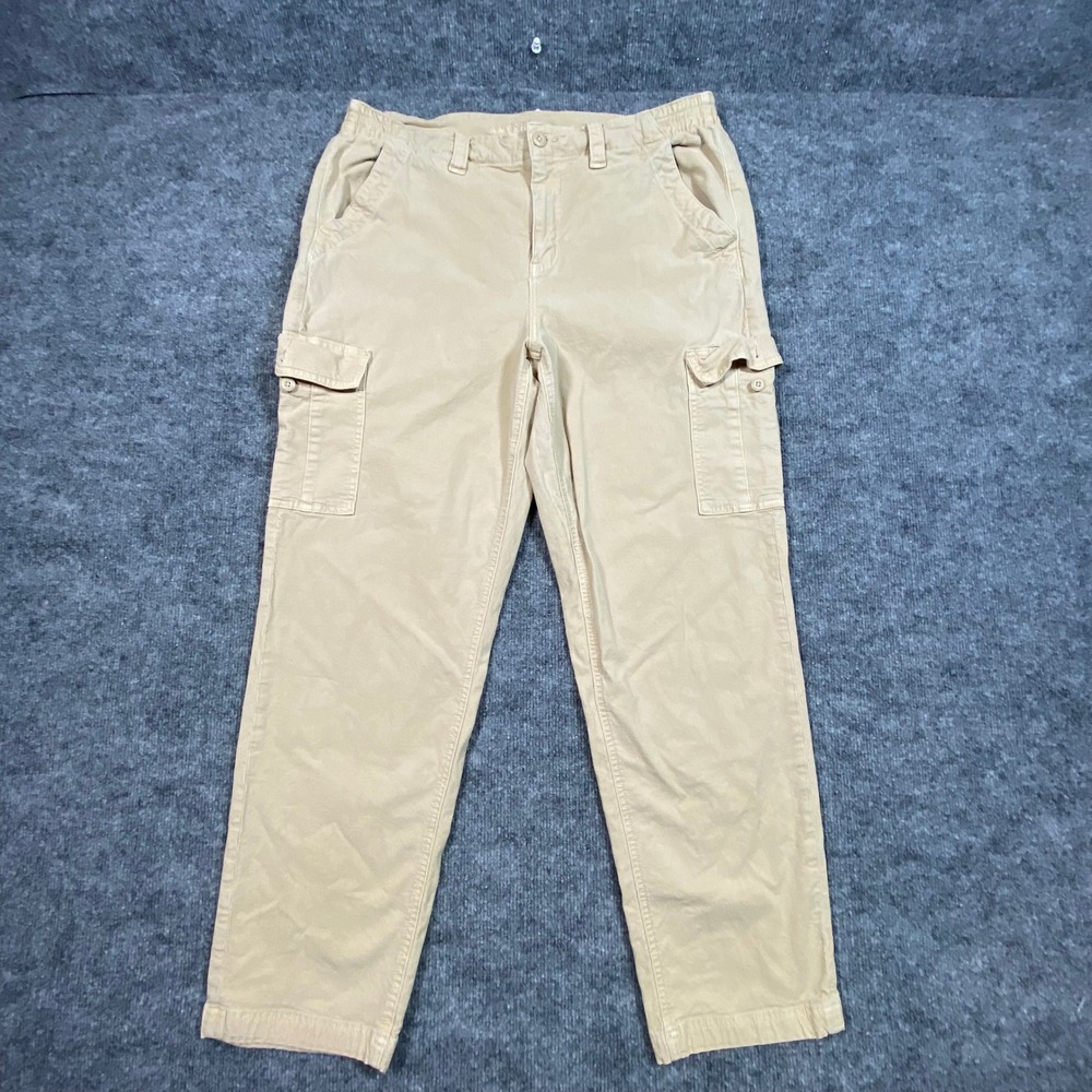 American Eagle Women Tan Khaki Cargo Pants Stretch Straight Leg Size‎ 16 Regular
